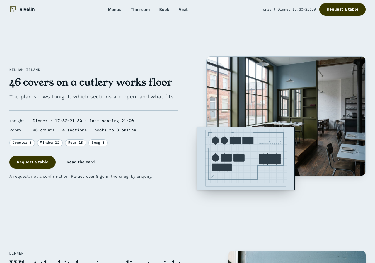 Covers – Restaurant & Dining Room home page, light mode