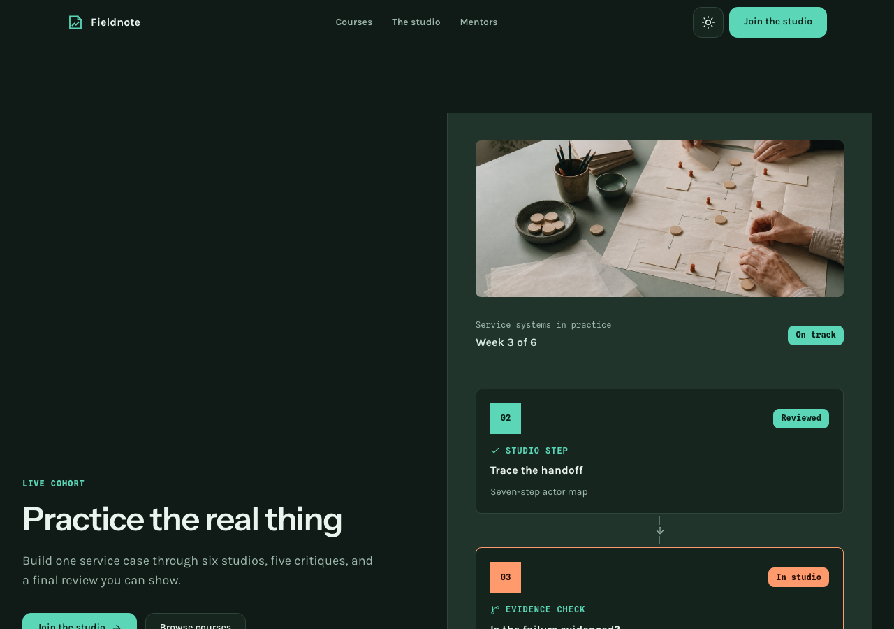 Seminar – Cohort Learning Platform home page, dark mode
